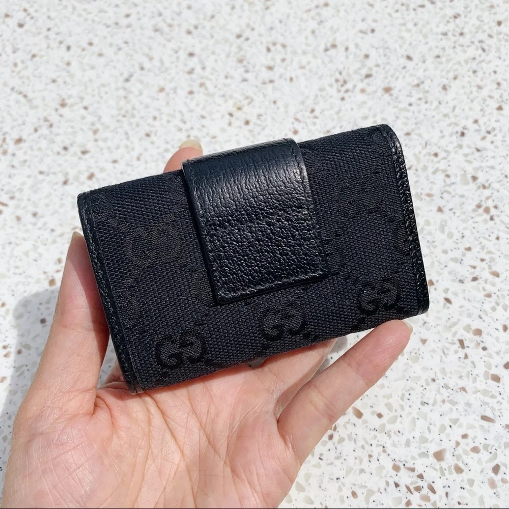 NWT Authentic D-ring GG Canvas Leather Key Wallet - Picture 3 of 6